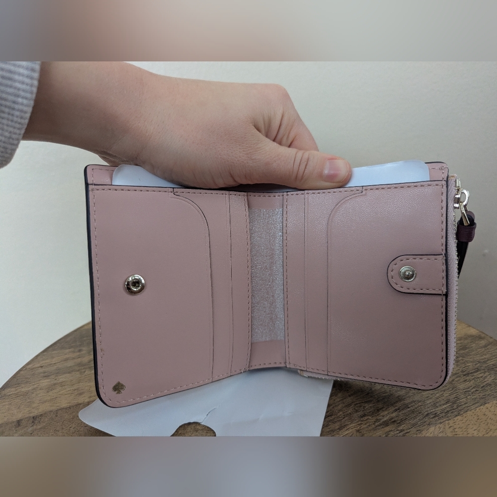 NWT! Kate Spade Small L-zip Bifold Wallet, Floral Pup, Cherrywood (ONE SIZE) - Picture 12 of 13